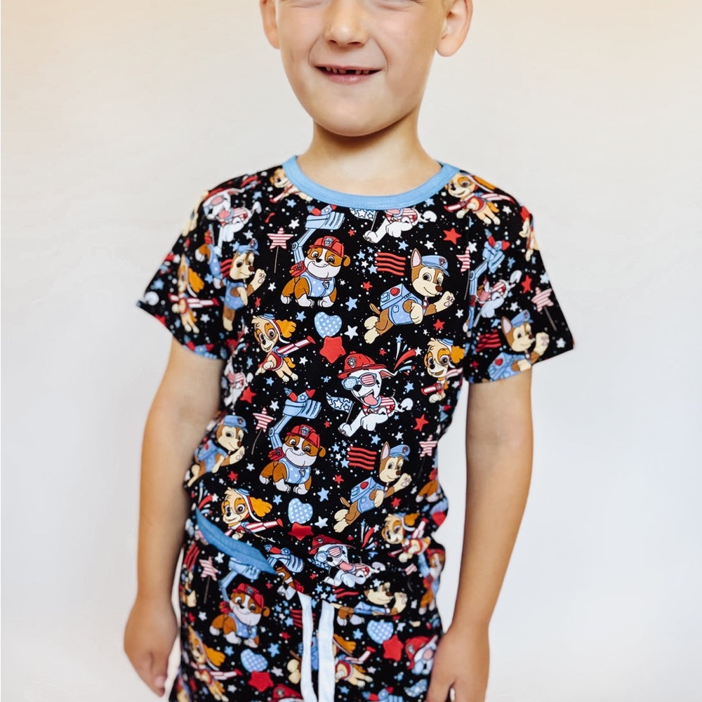 New Scottie Belle Bamboo Paw Patrol Patriotic Shorts & T-Shirt Lounge Set 12-18m - Picture 5 of 16